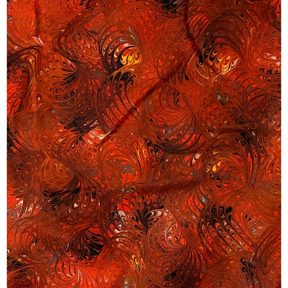 Burmel Silk Scarf Red Geometric Swirls Retro 23" Chiffon Authentic Rare Vintage - Picture 3 of 5